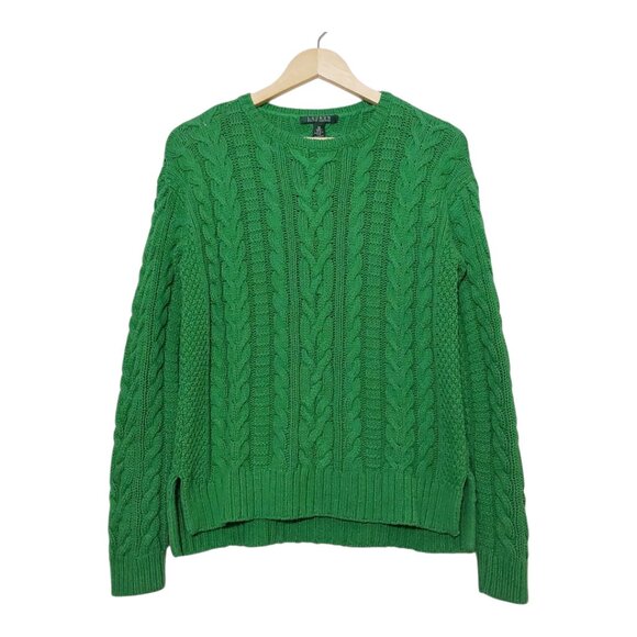 Lauren Ralph Lauren Relaxed Pullover Cable-Knit Crewneck Sweater Good Cond - Med - Picture 1 of 8